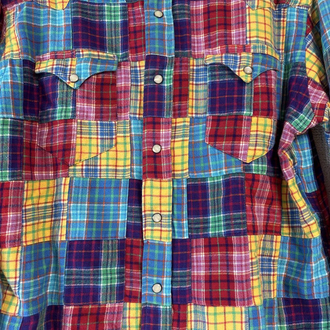 90s polo Ralph Lauren ネルシャツ パッチワーク ウエスタン