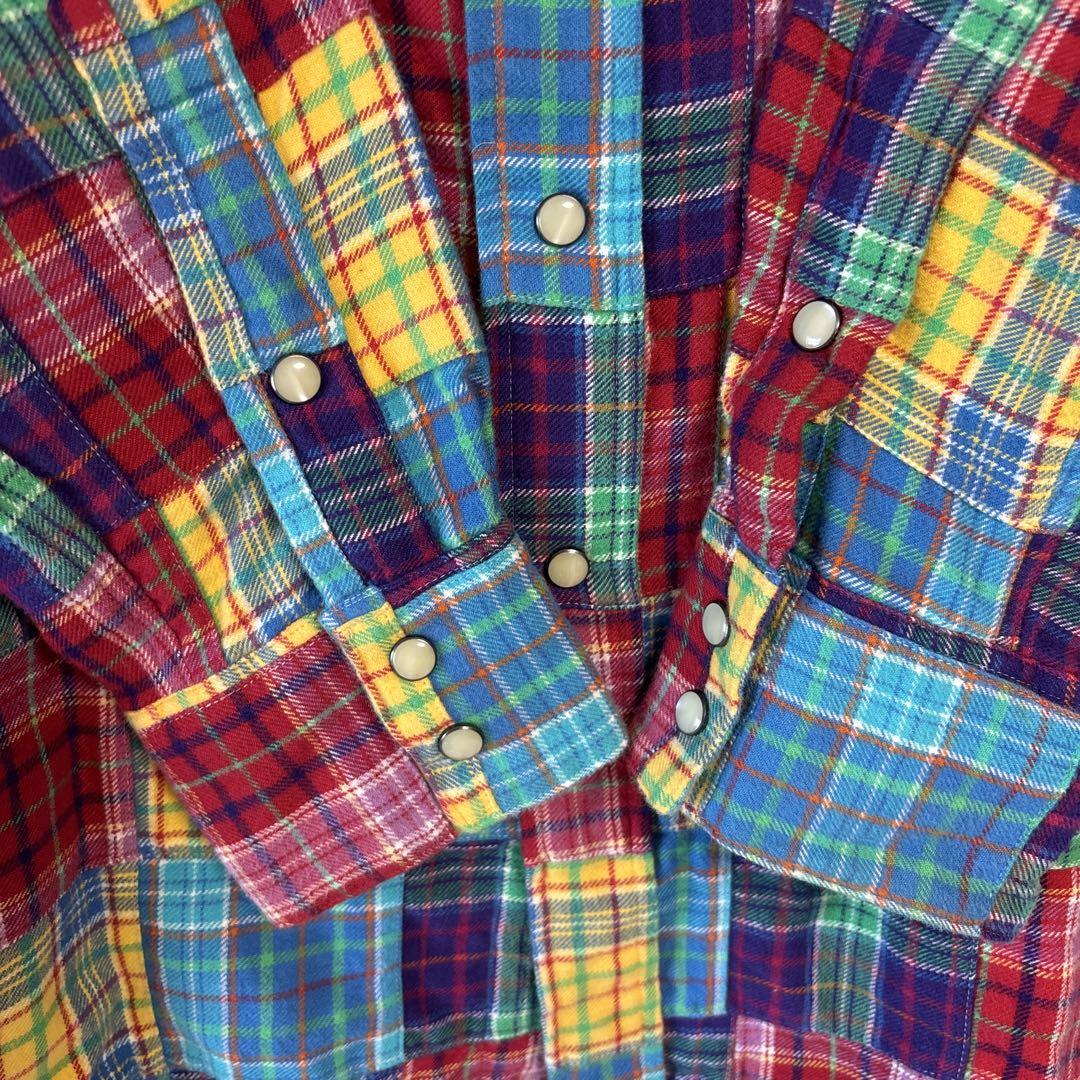 90s polo Ralph Lauren ネルシャツ パッチワーク ウエスタン