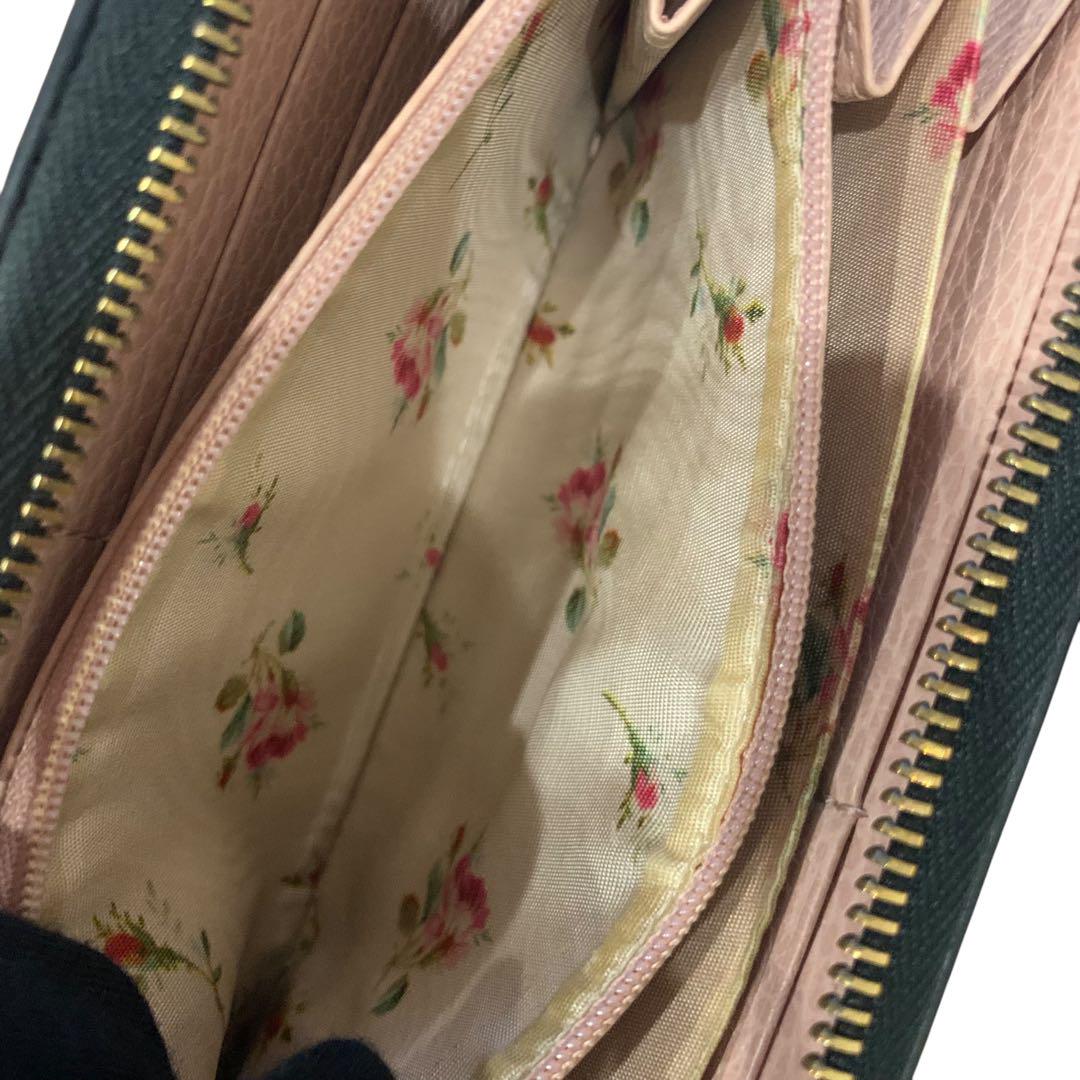 グッチGUCCI 長財布 GGマーモント ラウンドファスナー リボン 黒