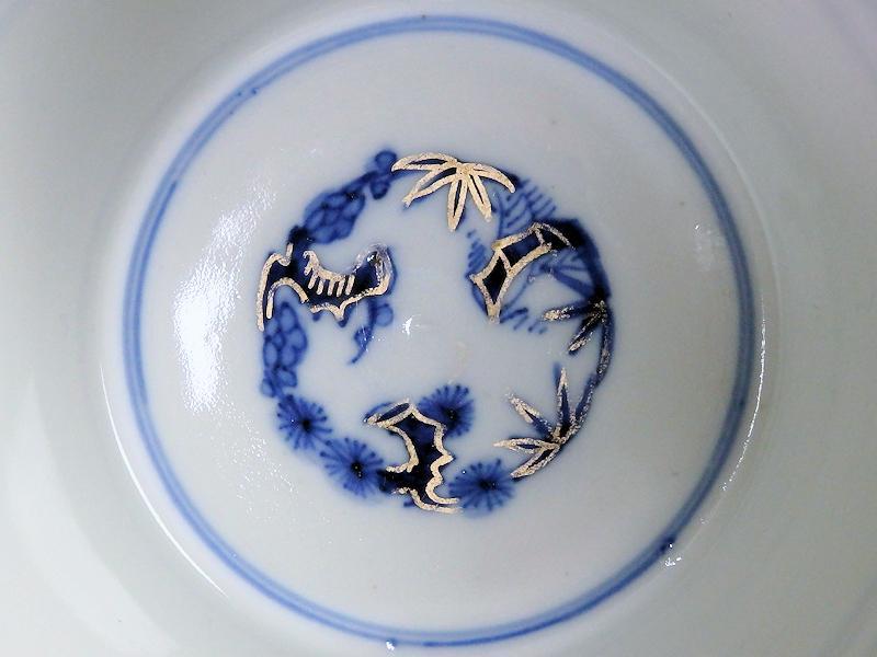 古伊万里　色絵　獅子に山村の図　大振蕎麦猪口　A611AS-CIr