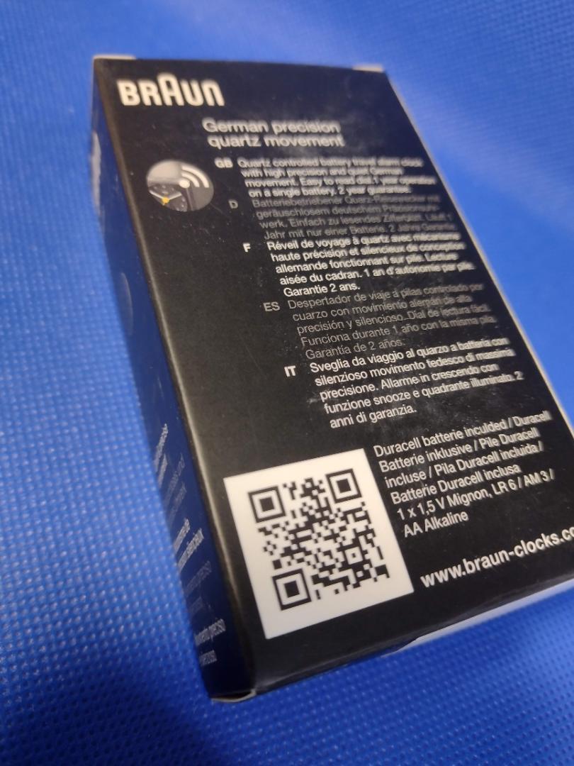 【ブラウン】ドイツ製 BRAUN 超小型目覚まし 角型 ブラック 未使用箱入り