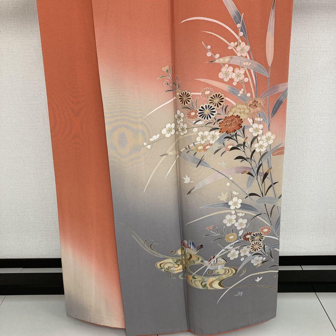 作家物 友禅 金彩 紋無し 素敵なデザイン 付下げ 訪問着 正絹 T-5754 作家物 友禅 金彩 紋無し 素敵なデザイン 付下げ 訪問着 正絹 T