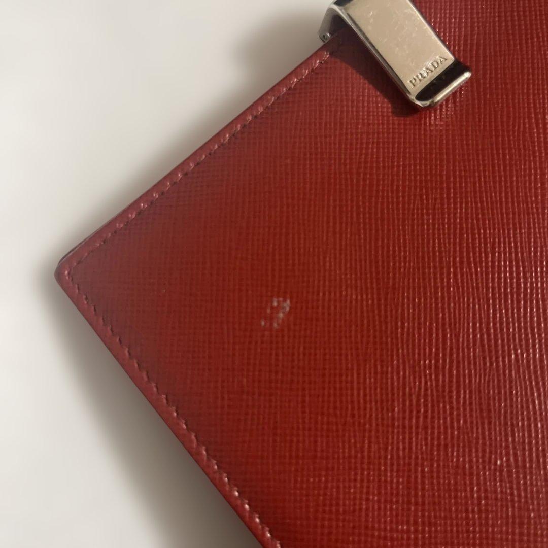 PRADA財布 Saffiano Clips フラグメントケース 赤 PRADA財布 Saffiano Clips フラグメントケース 赤