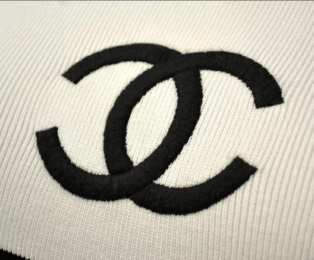 今日までCHANELワンピースクリーニング済デカココマーク黒刺繍トップス春夏秋冬 画像6