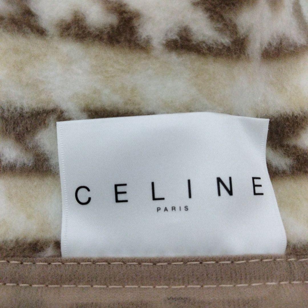 新品未使用　CELINE ベージュ×アイボリー 毛布　ホースロゴ×千鳥柄　暖か