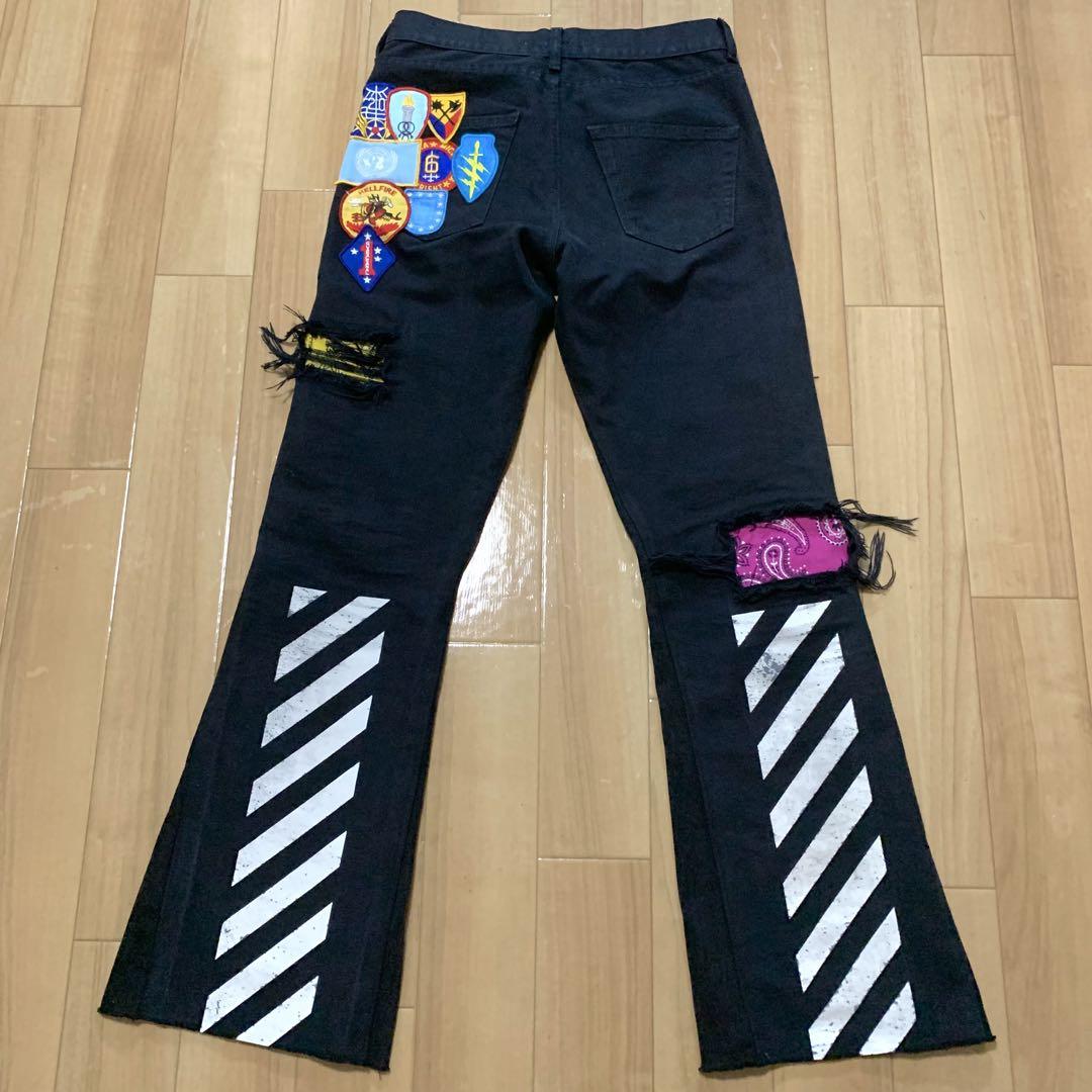Off-White Patch Flare Jeans フレアパンツ ワッペン