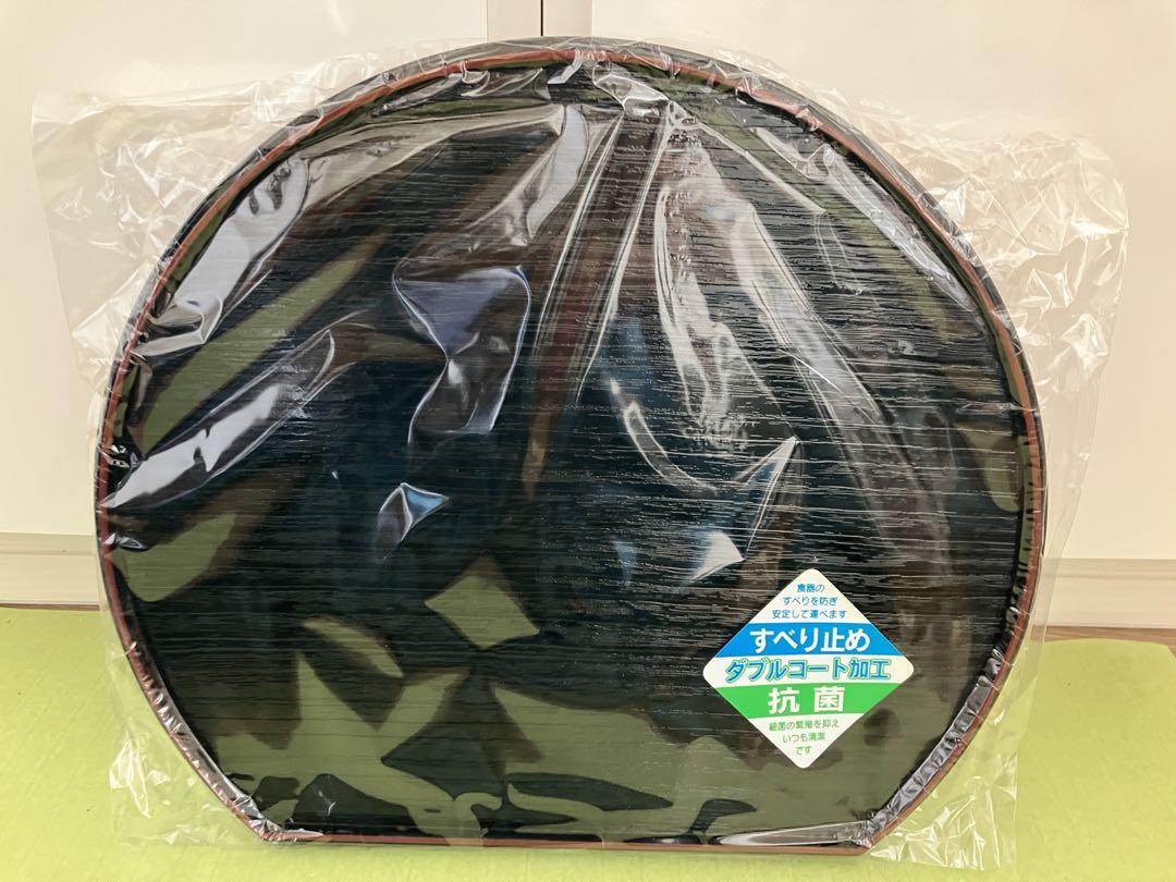 半月盆トレー５枚組 滑り止め付 山家漆器店 紀州漆器 両面 黒 赤 リバーシブル