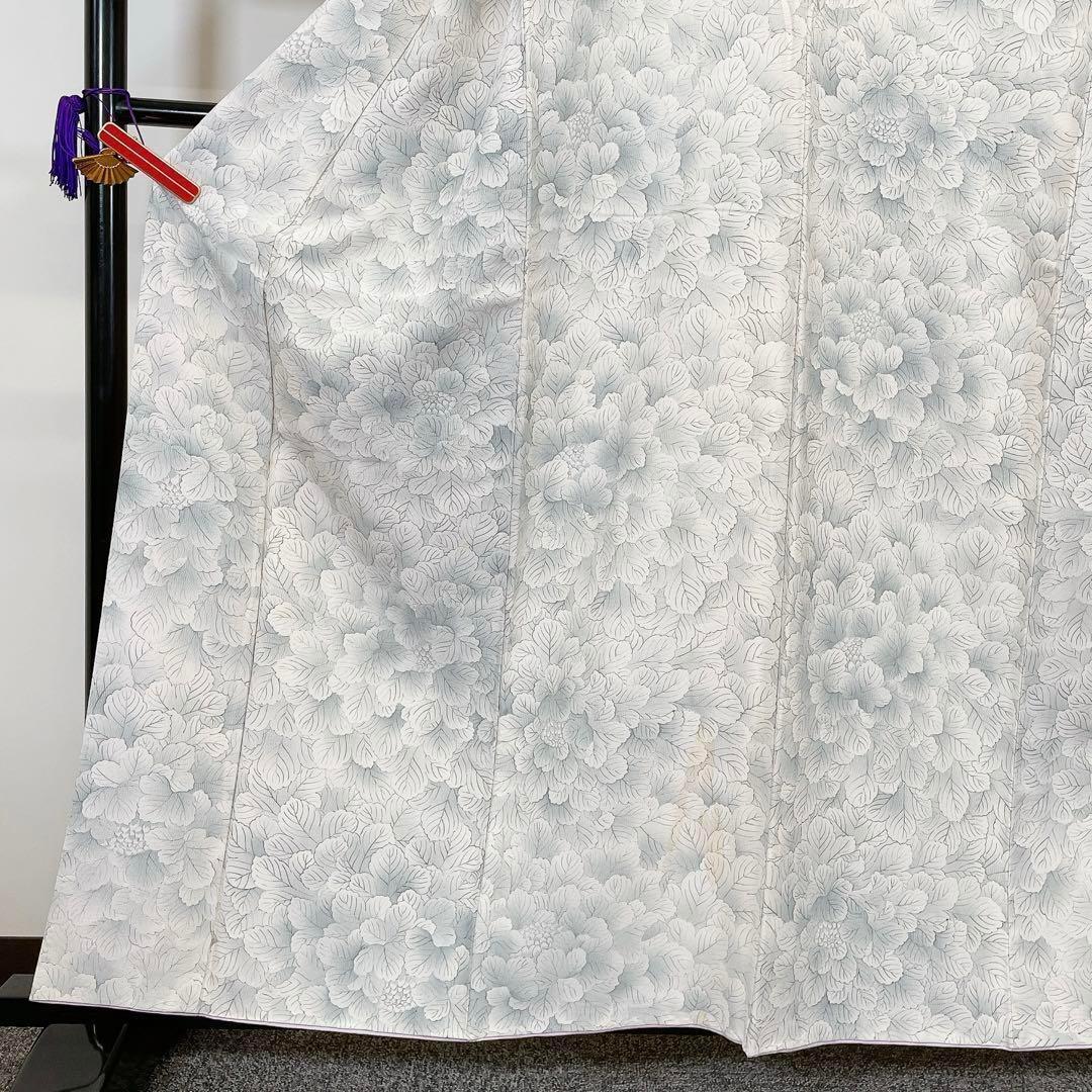 2025年新作入荷 小紋 モノトーン リーフ模様 菊花 着物 071t 着物・浴衣
