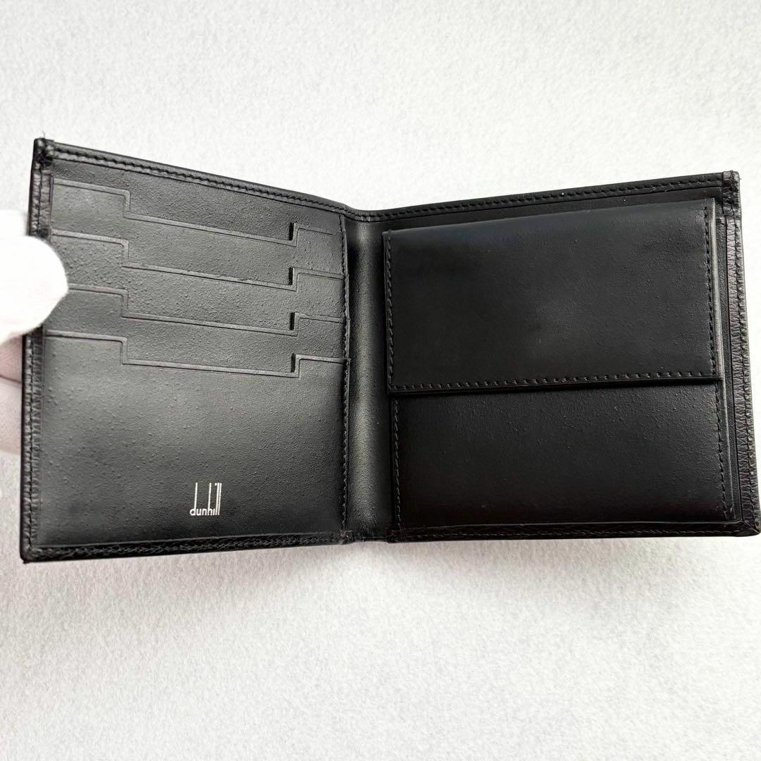 ダンヒル　二つ折り　コインケース付き　財布　メンズ　黒　レザー　札入れ