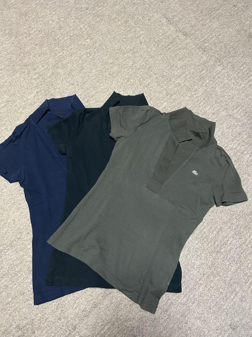 Lacoste 半袖ポロシャツネイビー ブラックカーキ３枚38セットスキッパー