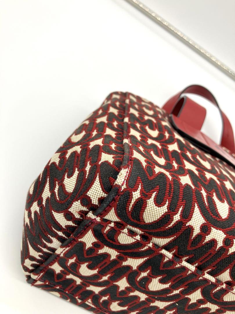 miumiu エブリウェア ジャガードロゴ 2way ハンドバッグ レッド