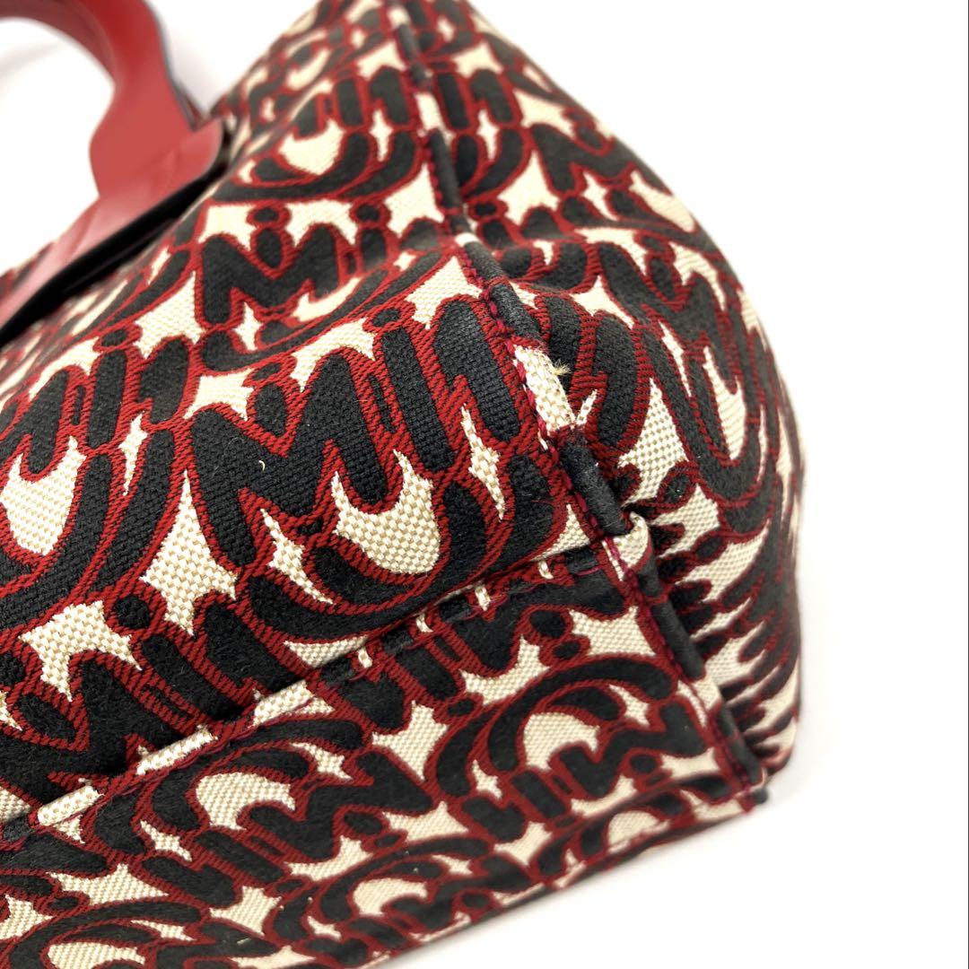 miumiu エブリウェア ジャガードロゴ 2way ハンドバッグ レッド