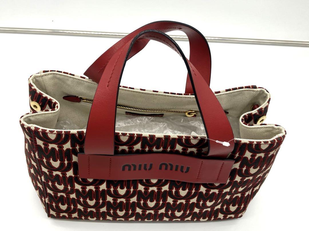 miumiu エブリウェア ジャガードロゴ 2way ハンドバッグ レッド