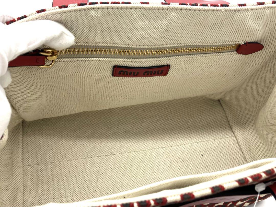 miumiu エブリウェア ジャガードロゴ 2way ハンドバッグ レッド