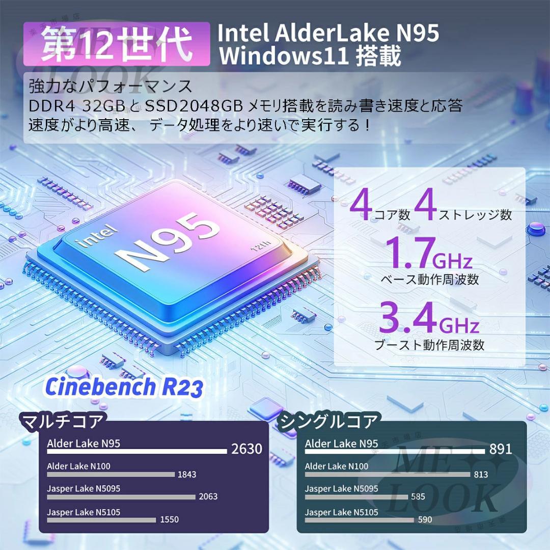 ノートパソコン インテルN95 32GB/512GB 15.6インチ高解像度液晶 ノートパソコン インテルN95 32GB/512GB 15.6インチ高解像度液晶