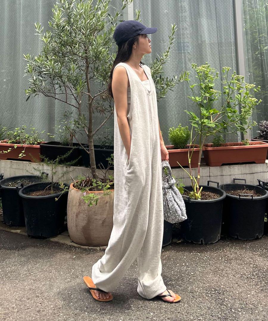 willow スラブ裏毛裾ドロストオールインワン　Ｓ　グレー