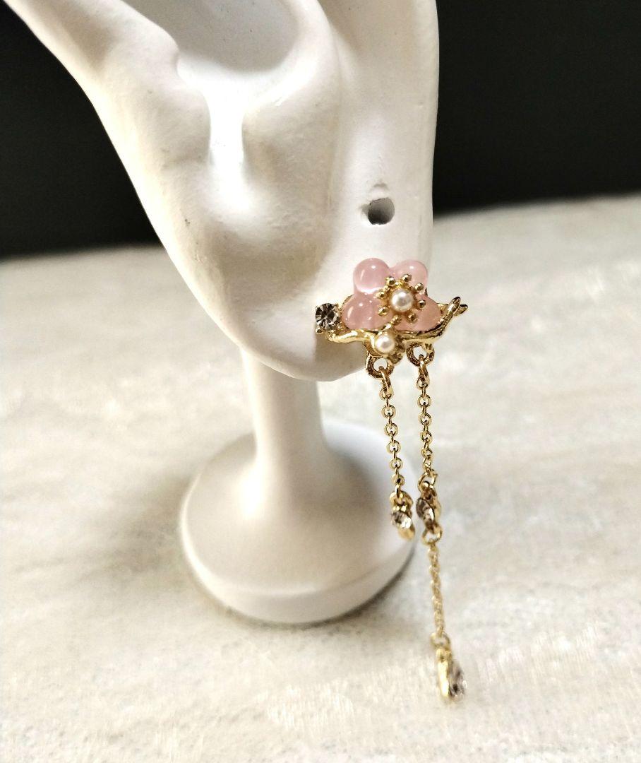 花モチーフ クリスタル ピアス(両耳用) セール】2連 フラワー モチーフ ピアス メタル パーティー 結婚