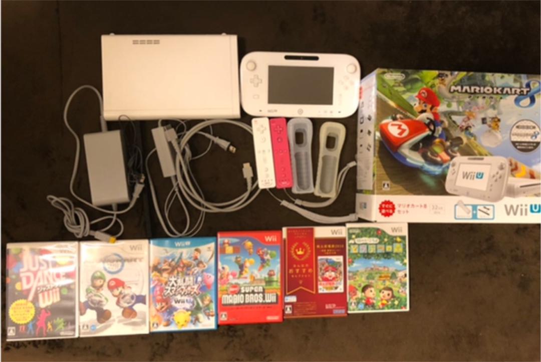 Wii U - 専用。Wii U 本体【マリオカート8内蔵】＋ソフト8点 任天堂 Wii U すぐに遊べる マリオカート8セット 価格比較