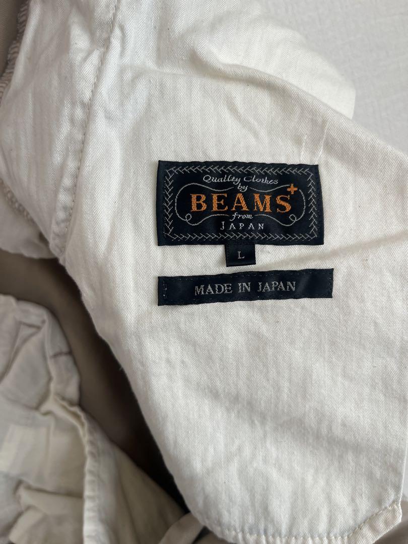 BEAMS PLUS　 2プリーツ チノパンツ　ベージュ Lサイズ