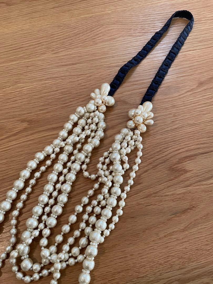 petite robe noire コットンパールサテンリボンロングネックレス www