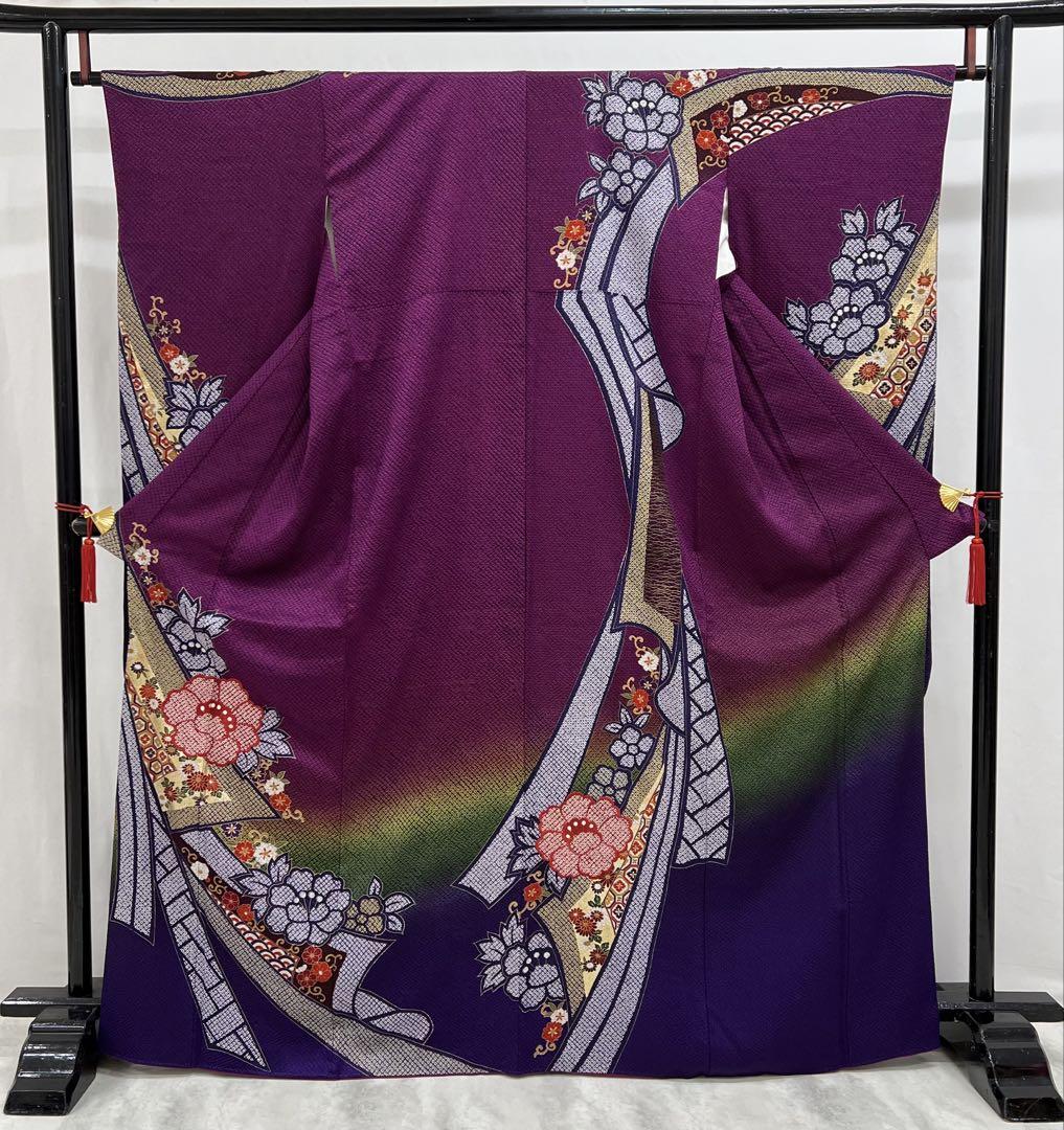 総絞り 振り袖 フルセット 別誂絞り長襦袢 全通袋帯 金彩 刺繍