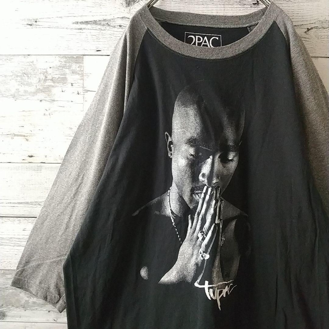 希少サイズ☆2PAC ラグラン Tシャツ 7分丈 フォトプリント ロンＴ XL