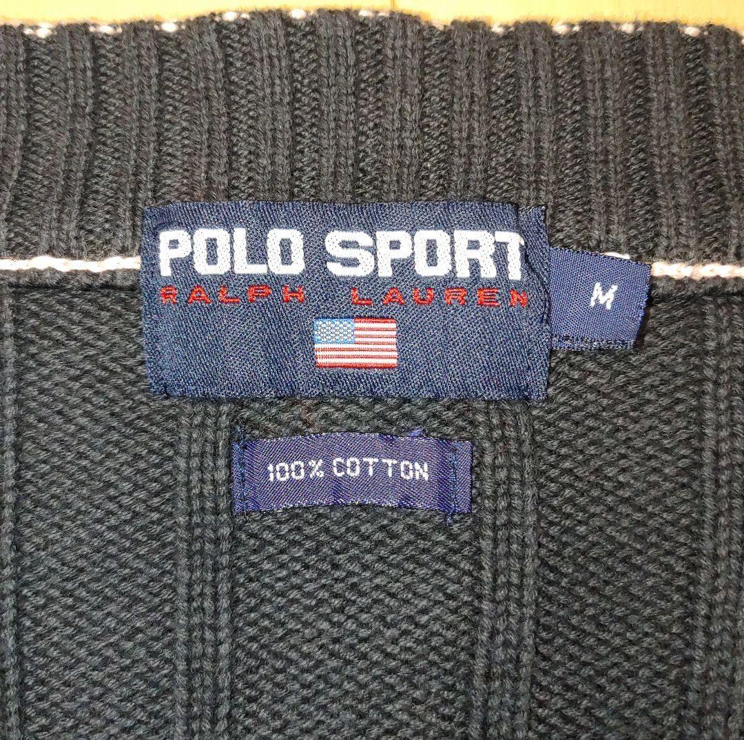 【M】 90s ラルフローレン ポロスポーツ ニット カーディガン POLO SPORT ポロスポーツ ラルフローレン コットンニット