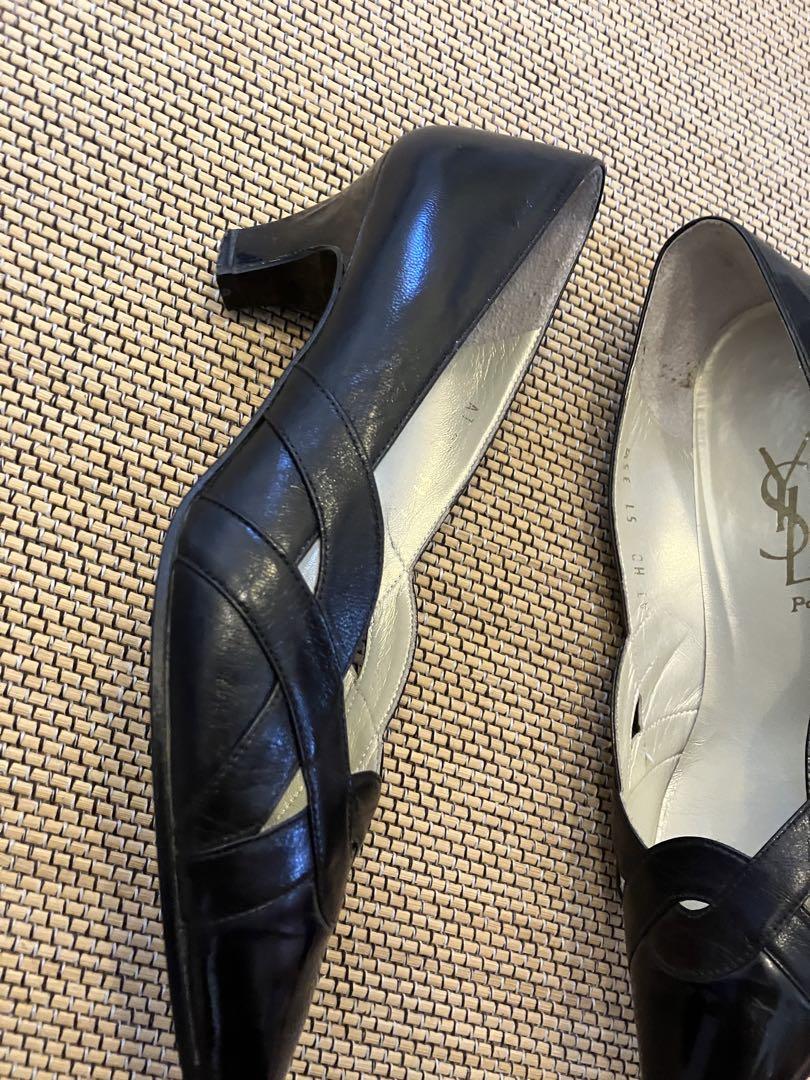 Yves Saint Laurent ブラックヒール ストラップ　パンプス　美品 9235_mc.jpg