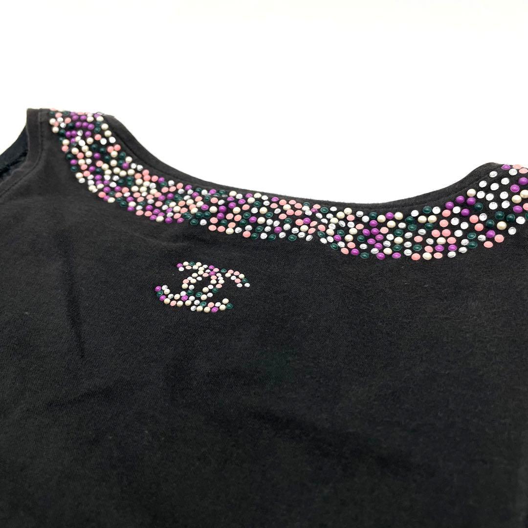 美品✨CHANEL パール　タンクトップ　ノースリーブ　ビジュー　ココマーク