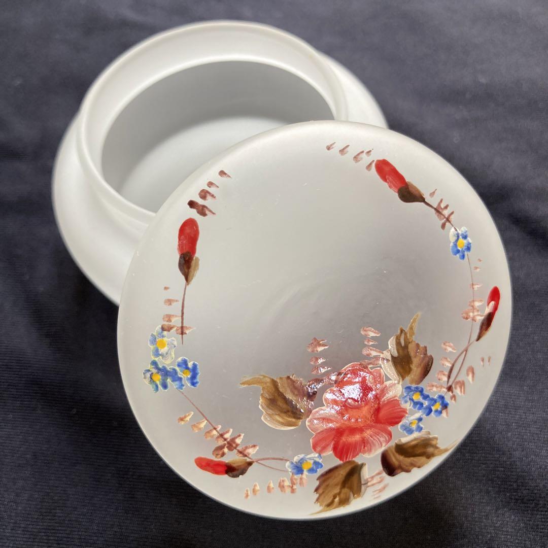 昭和レトロ ガラス 蓋つき 小物入れ キャニスター キャンディ