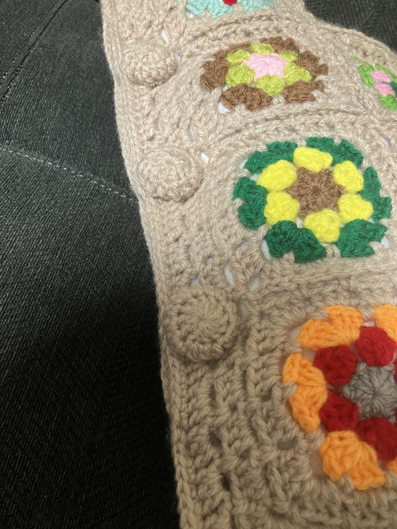 グラニースクエア 手編み ハンドメイド クッションカバー 座布団