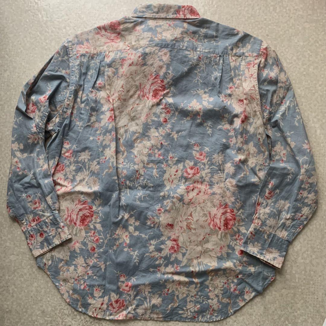 希少美品 80s RALPH LAUREN COUNTRY 麻入 花柄 シャツ