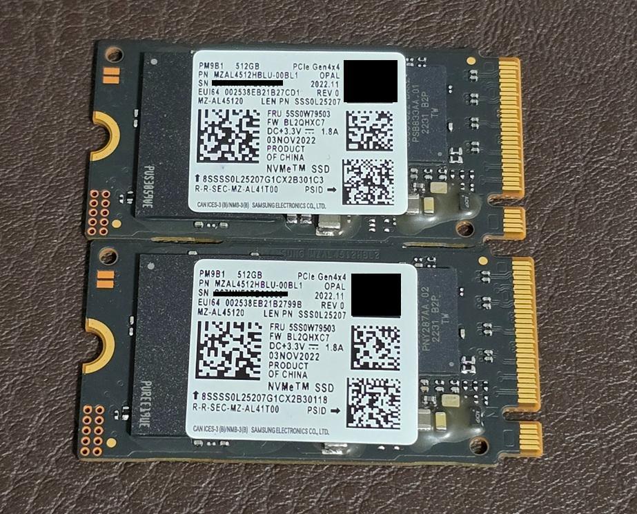 中古 2枚セット M.2 NVMe SSD 512GB　⑨