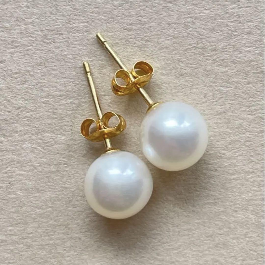 パールピアス　アクセサリー　k18 金　ゴールド