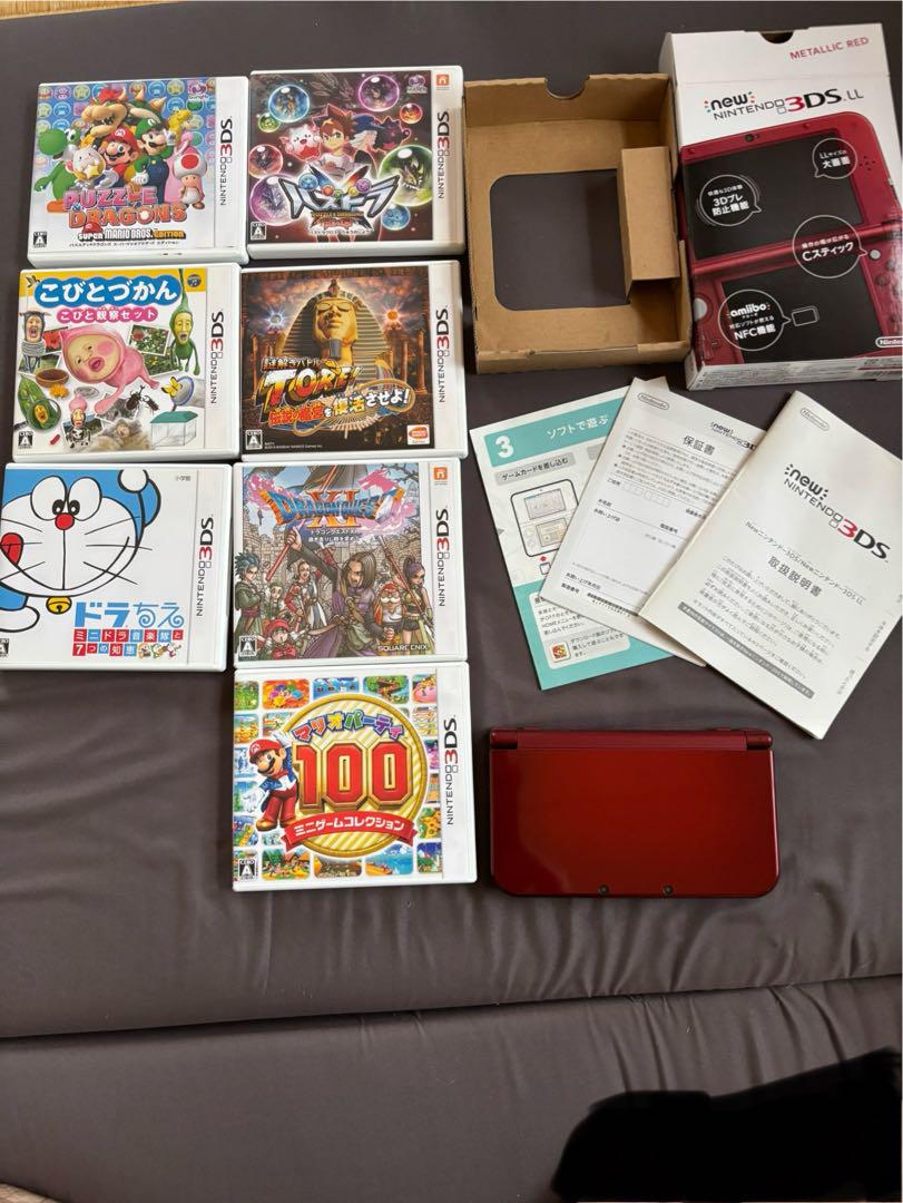 美品！New 3DS LL メタリックレッド ゲームソフト付き