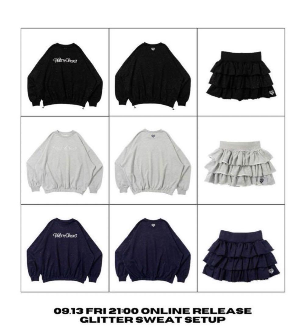 glitter tiered skirt 【HTH】 ブラック