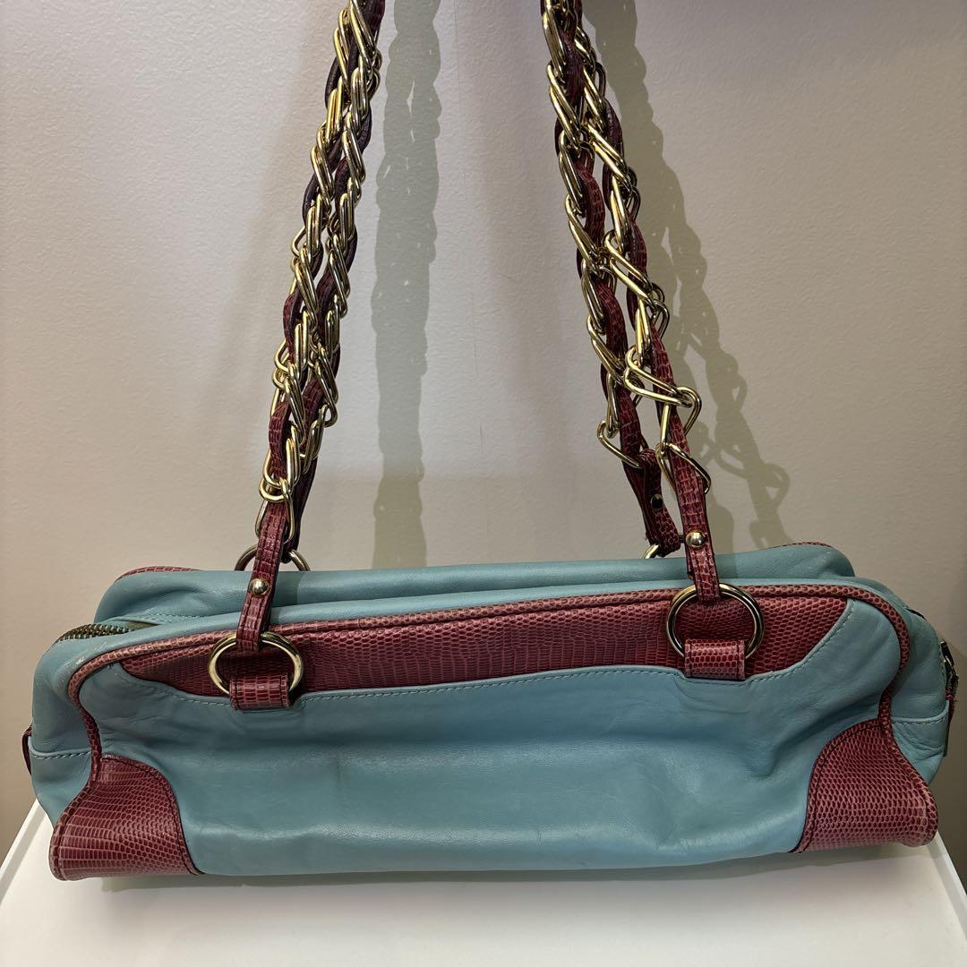 D＆G ハンドバック D&G ロゴ入りショルダーバッグ 青と赤
