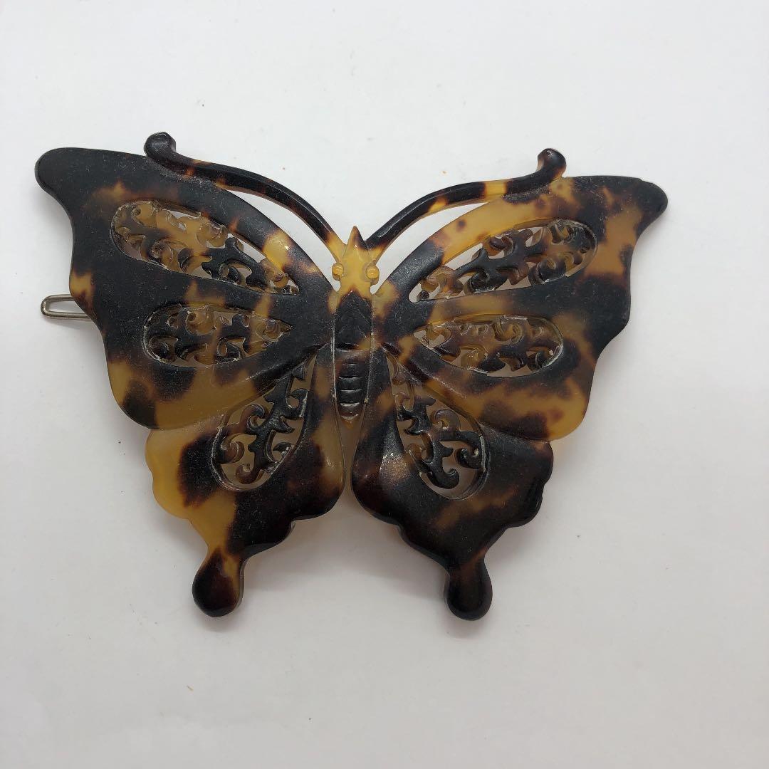 アンティーク 蝶型 鼈甲 和装 雕刻 簪 髪留め 着物 460 売り切り御免