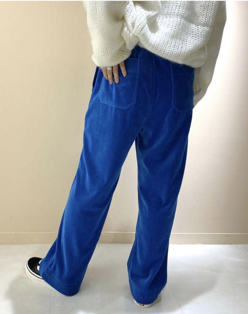 美品☆Shinzone 22AW ベロア トラックボーイ パンツ ブルー