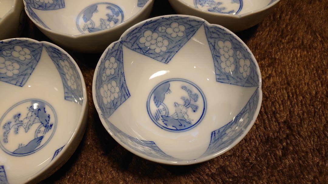 古伊万里　伊万里　染付　豆鉢　菓子鉢　蔵出し　桜の図　５客