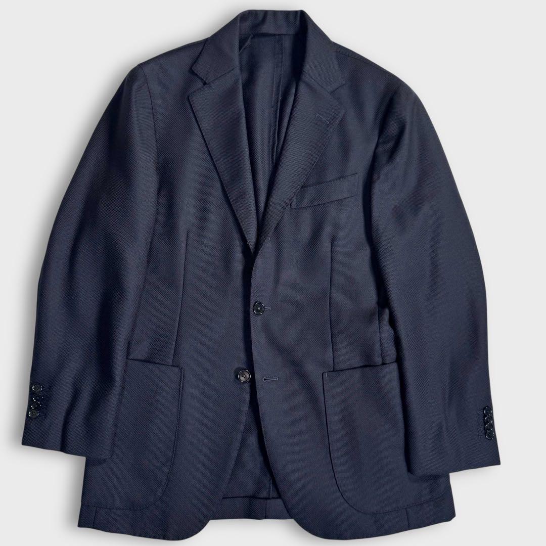 美品 BEAMS F ビームス テーラードジャケット アンコン ネイビー 春夏