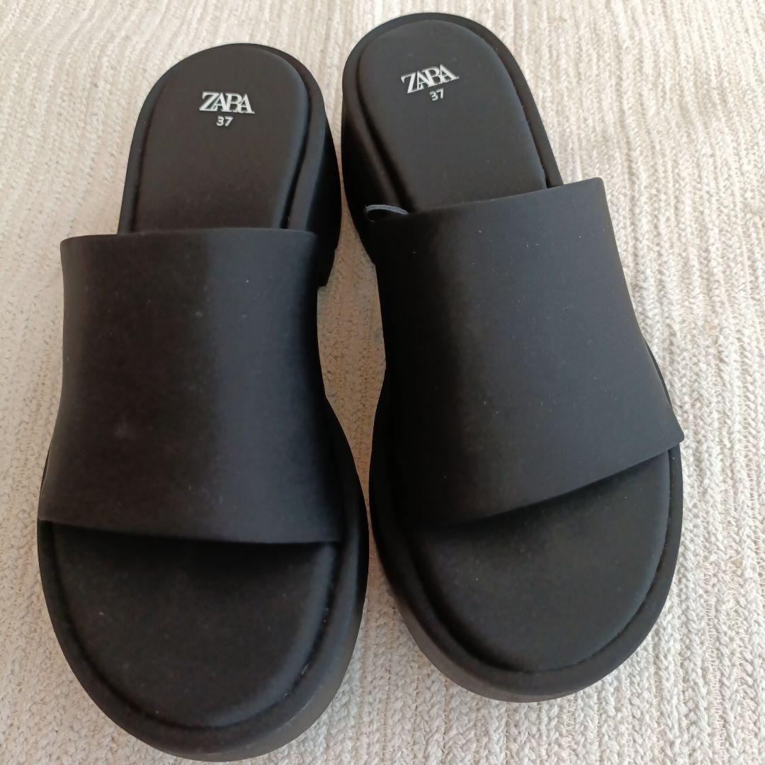 コリアグランドセール 2025 ZARA ネオプレントラックサンダル プラットフォーム 37 ブラック 靴