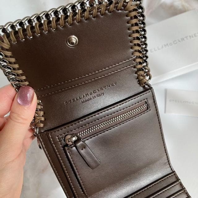 ステラマッカートニー 三つ折り ミニ財布 ファラベラ ブラウン チェーン