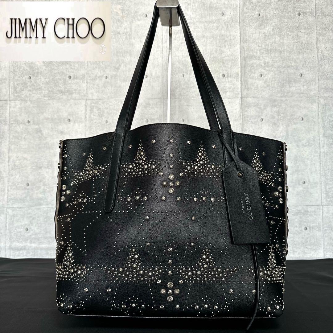 JIMMY CHOO TWIST レオパード×黒 PVC トートバッグ