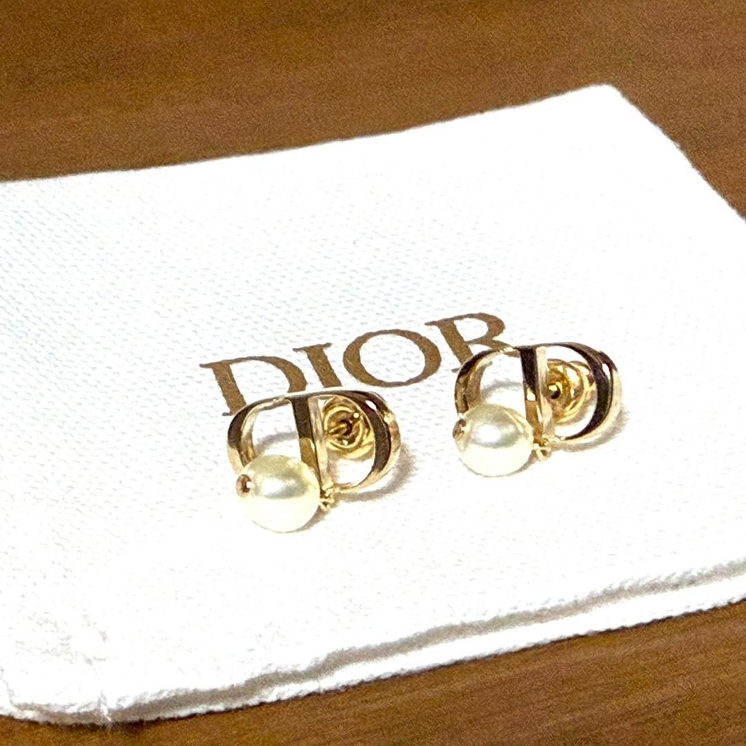 【美品】DIOR ディオール Petit CD ピアス レジンパール ゴールド