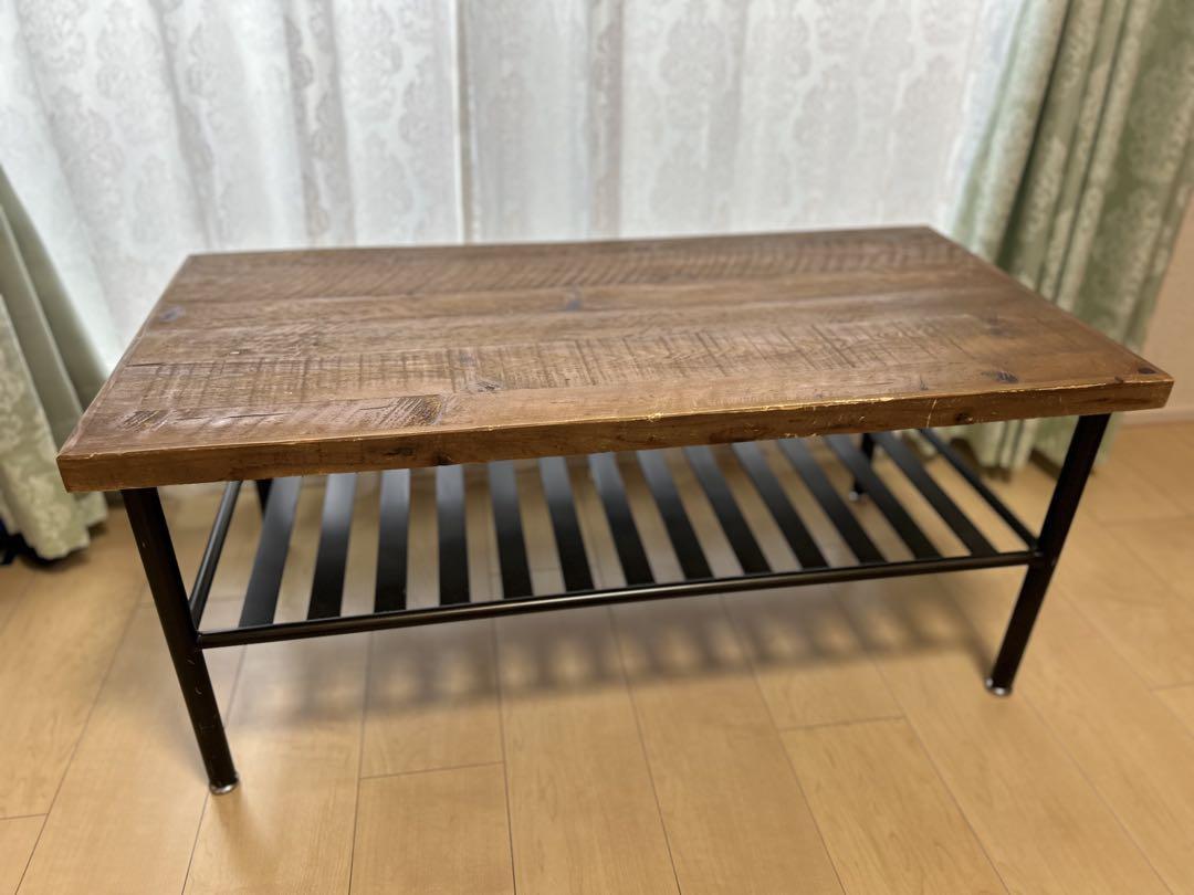 【配送可】2週限定出品。ヴィンテージ調 木製ローテーブル(元値3万円)