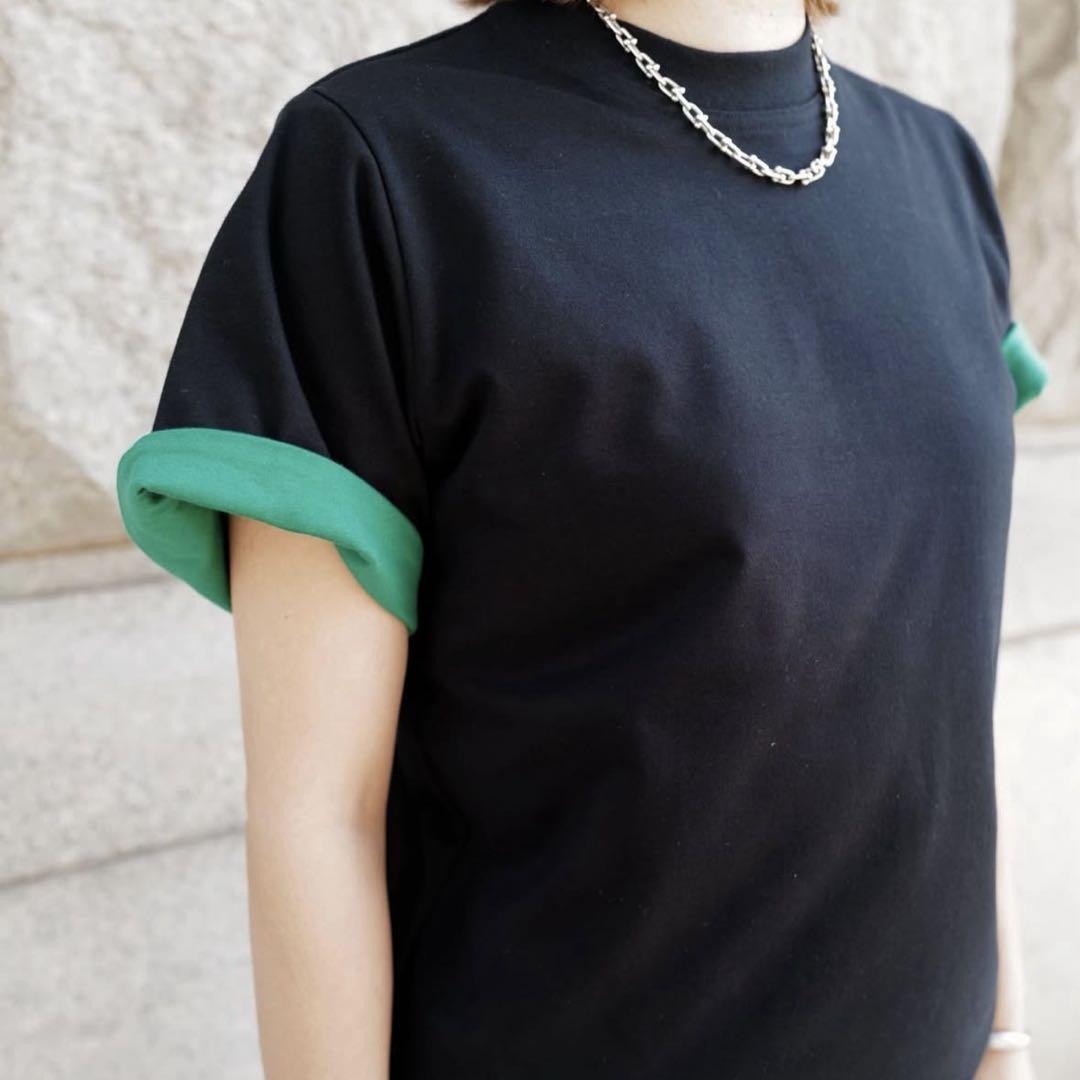 machatt リバーバイカラーTシャツ タグ付き未使用】MACHATT リバーバイカラーTシャツ黒/緑 半袖T