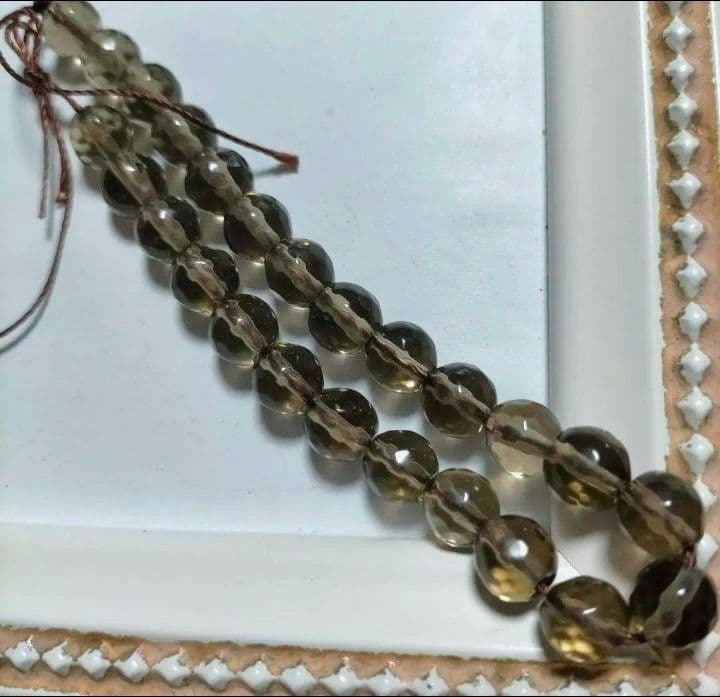 天然石 スモーキークォーツ 多面カット とても美しい 1連まとめ売り