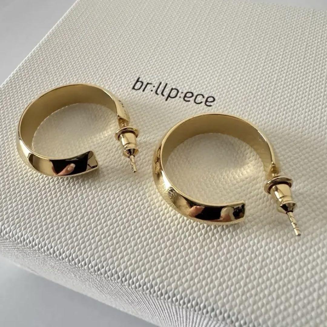 値下 美品 brillpiece lineフープピアス（ゴールド）