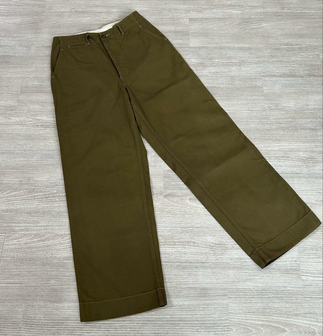 極美品 butcher products チノトラウザーズ オリーブ w30